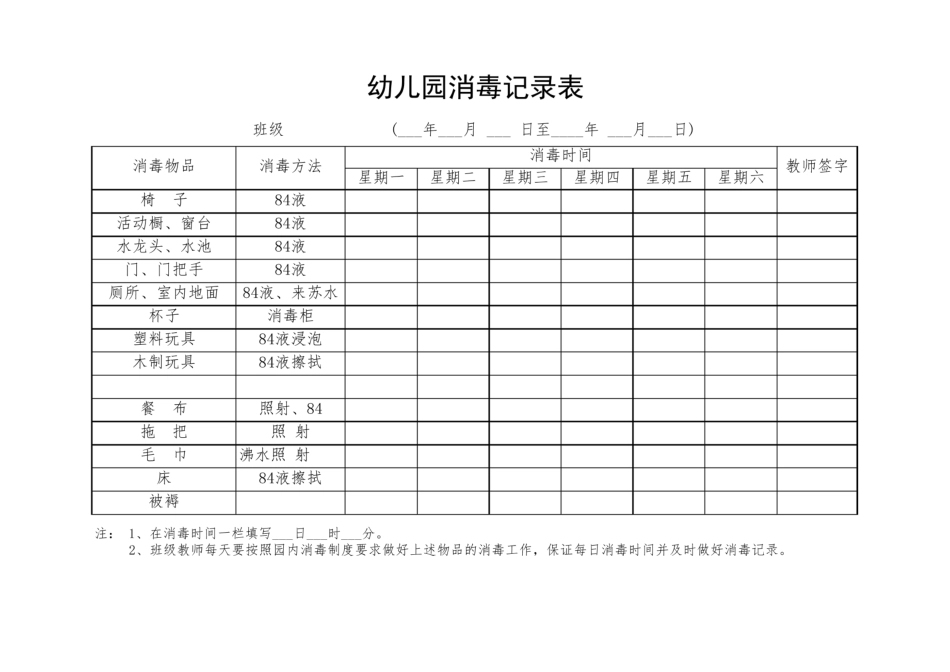 幼儿园消毒记录表.pdf_第1页