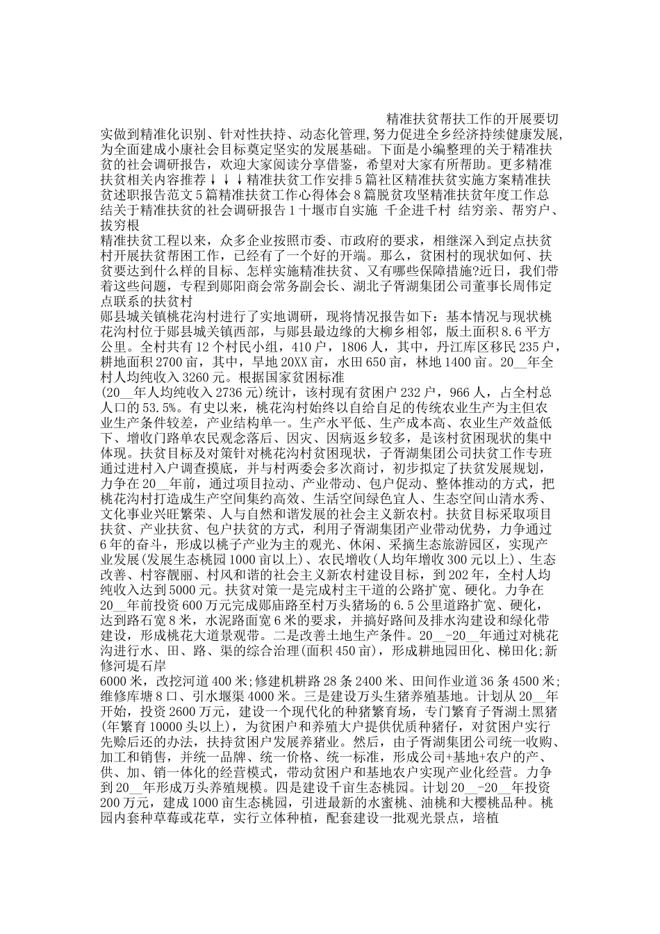 关于精准扶贫的社会调研报告20XX.docx_第1页