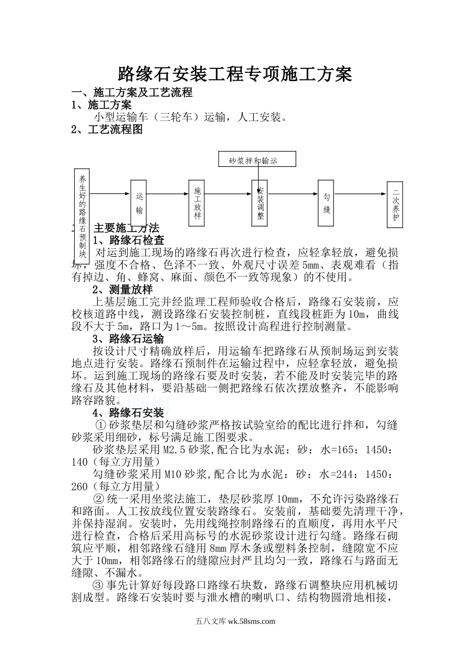 市政工程道路路缘石安装施工方案.doc_第1页