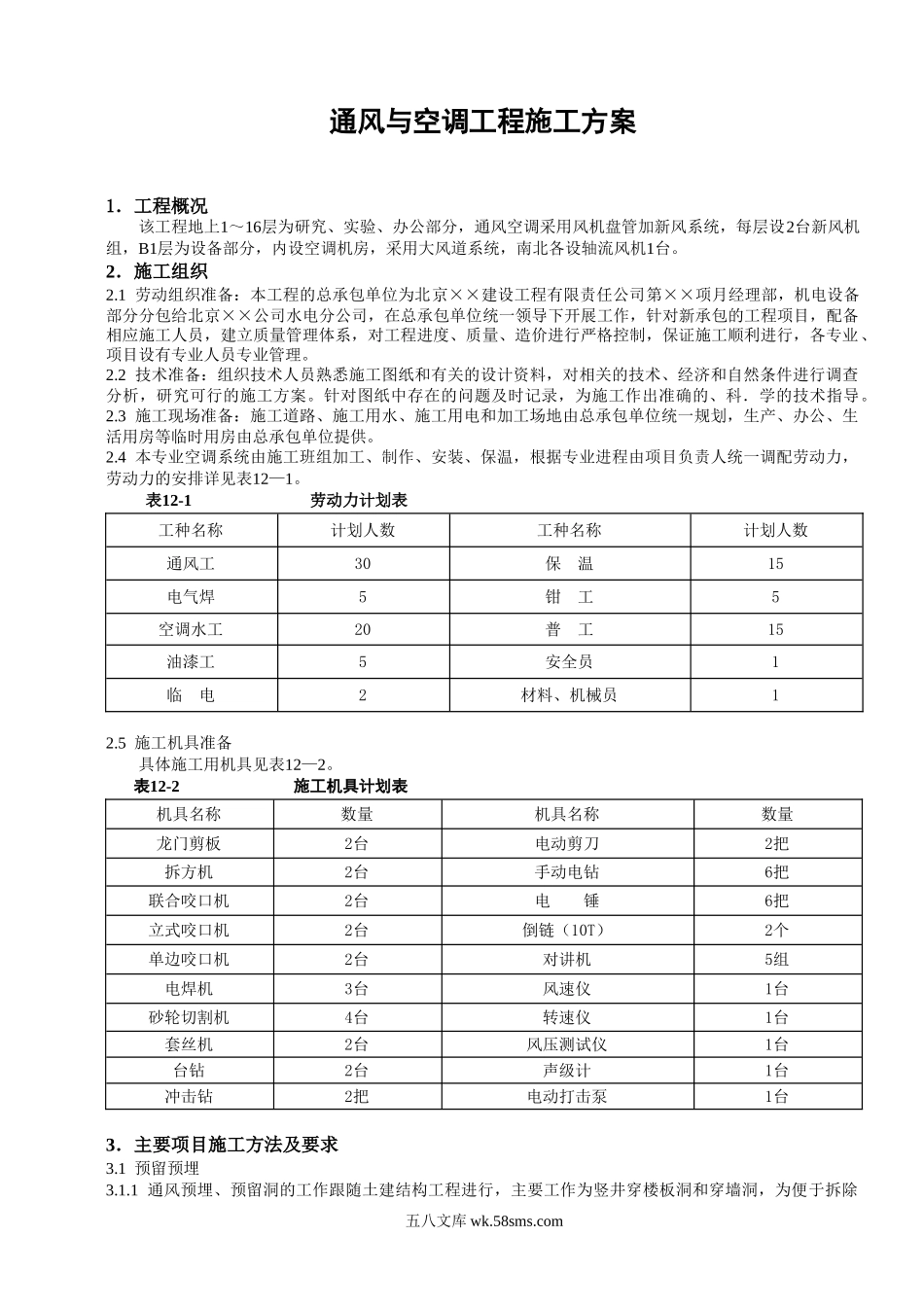 通风与空调工程施工方案.doc_第1页