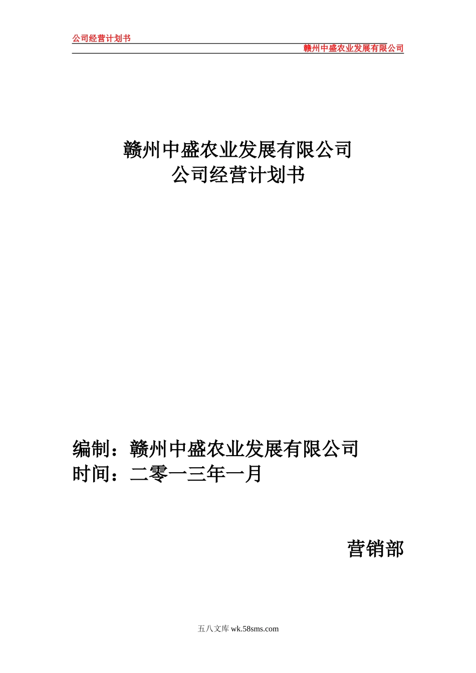 公司运营计划书模板.doc_第1页