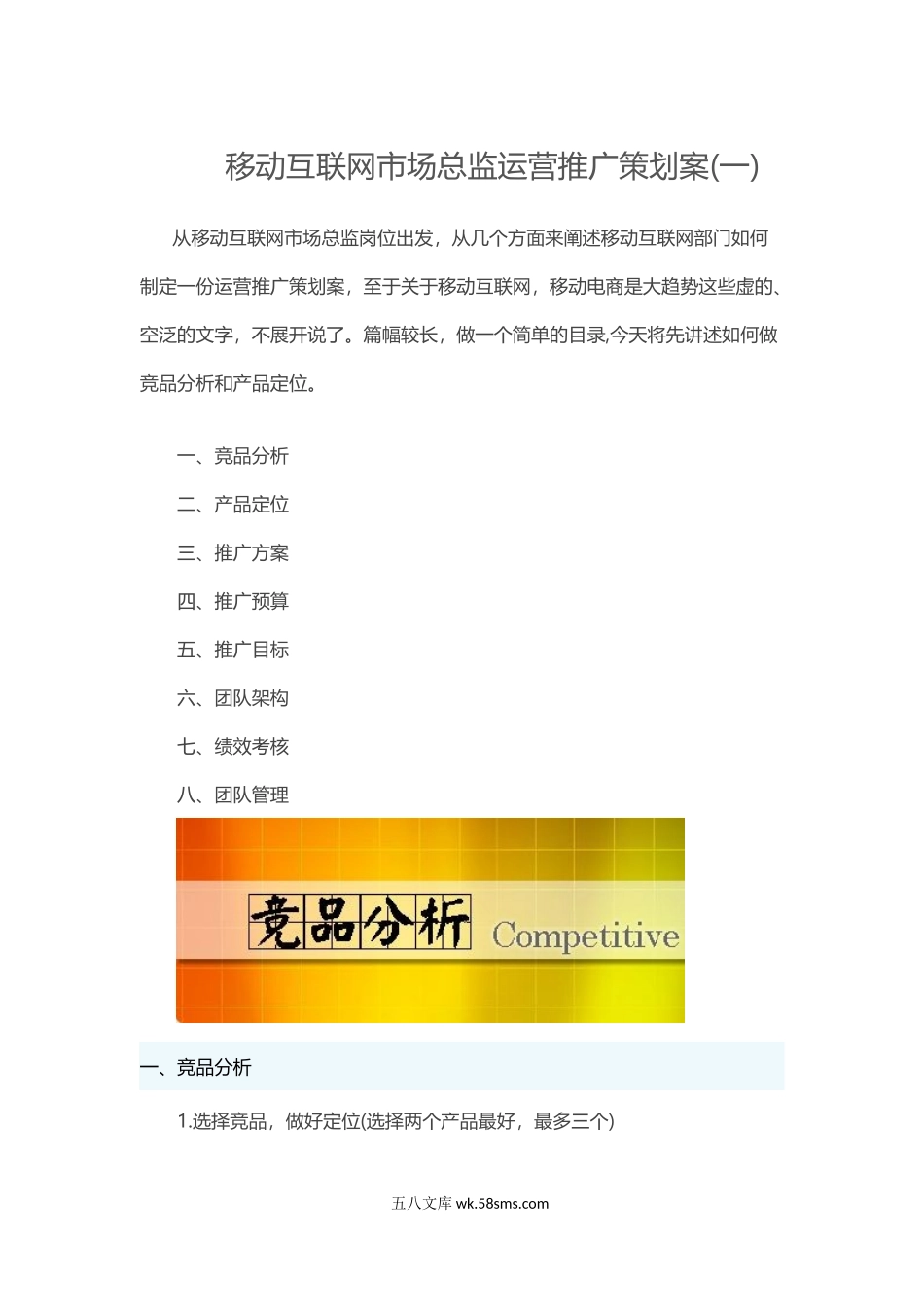 移动互联网市场总监运营推广策划案(一).docx_第1页