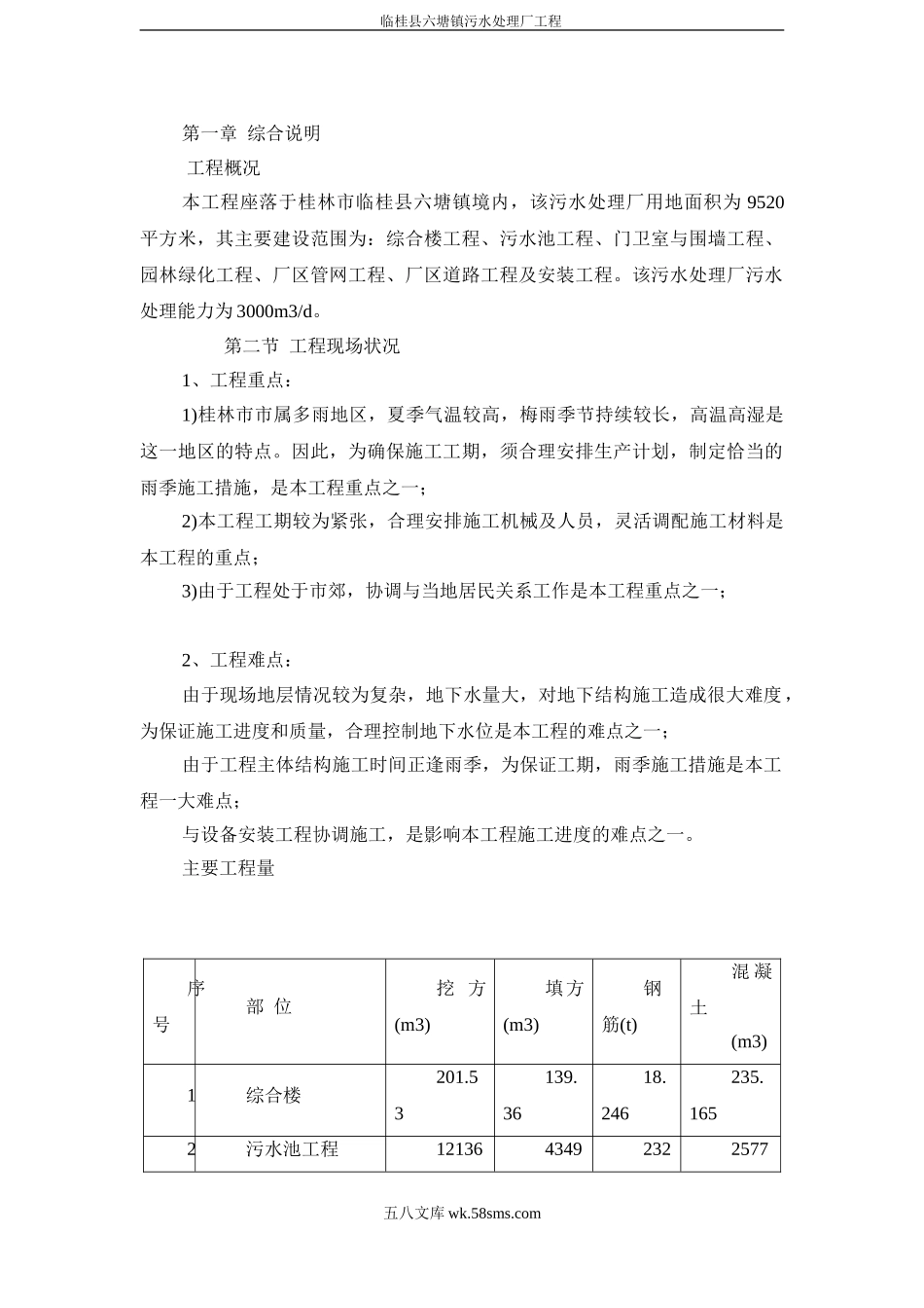 临桂县六塘镇污水处理厂施工组织设计.doc_第1页