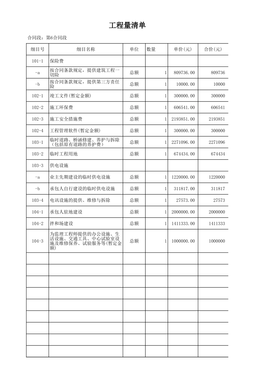 高速公路工程量清单单价.xls_第2页