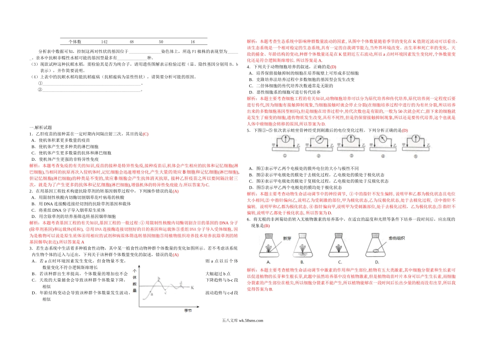 20XX年浙江省高考生物（含解析版）(2).docx_第2页