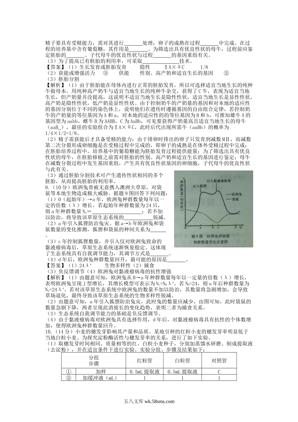 20XX年高考重庆高考理综生物试题含答案word版.docx_第3页