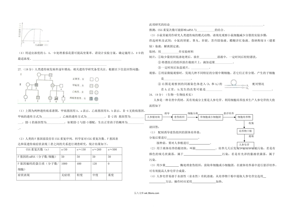 20XX年高考真题 生物(山东卷)（含解析版）(1).doc_第2页