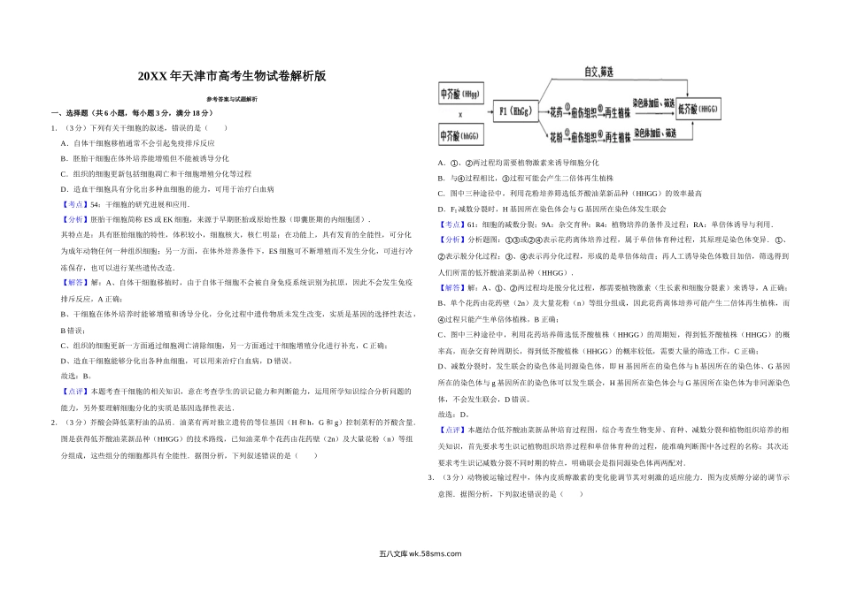 20XX年天津市高考生物试卷解析版   (5).doc_第1页