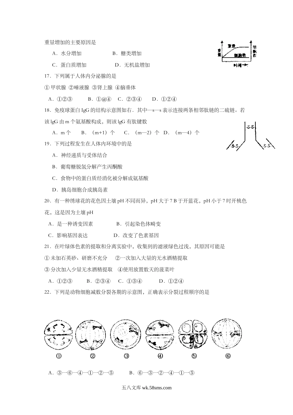 20XX年上海市高中毕业统一学业考试生物试卷（原卷版）(6).doc_第3页