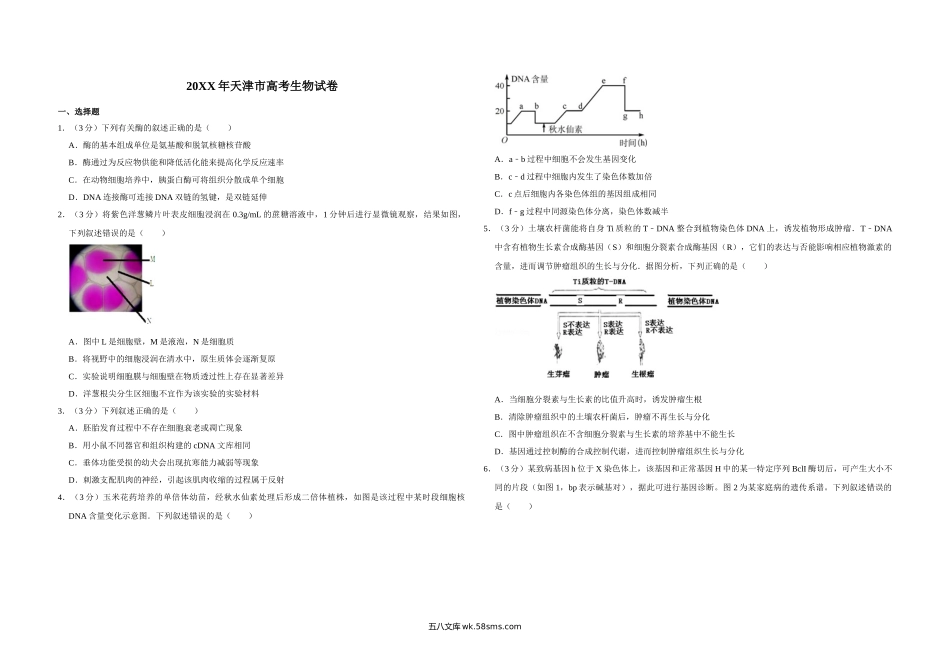 20XX年天津市高考生物试卷   (4).doc_第1页