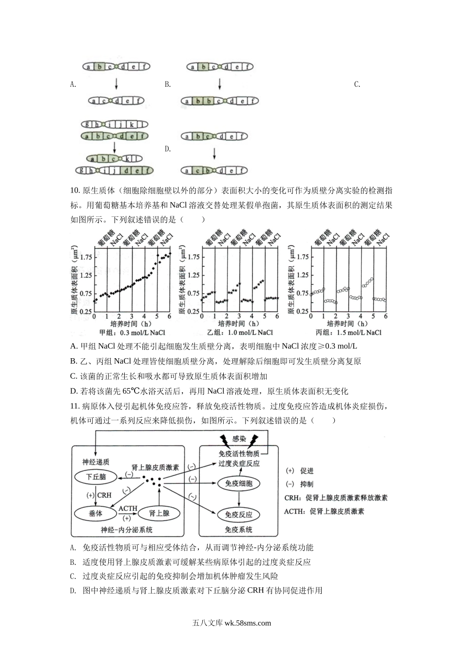 精品解析：20XX年新高考湖南生物高考真题（原卷版）.docx_第3页