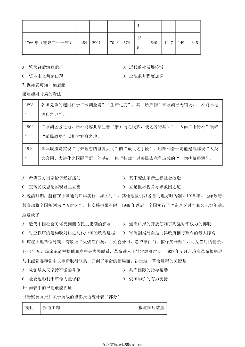 精品解析：2021年新高考海南历史高考真题（原卷版）.docx_第2页