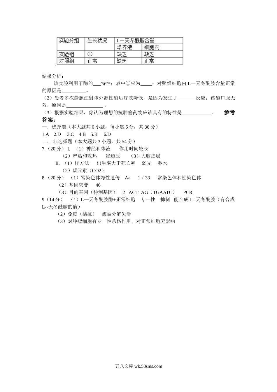 20XX年高考重庆高考理综生物试题含答案word版(5).doc_第3页