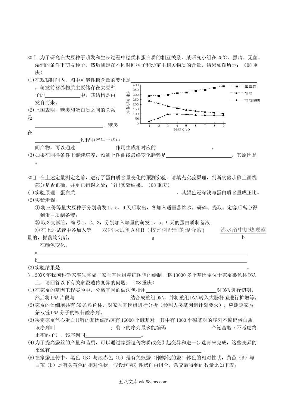 20XX年高考重庆高考理综生物试题含答案word版.doc_第2页