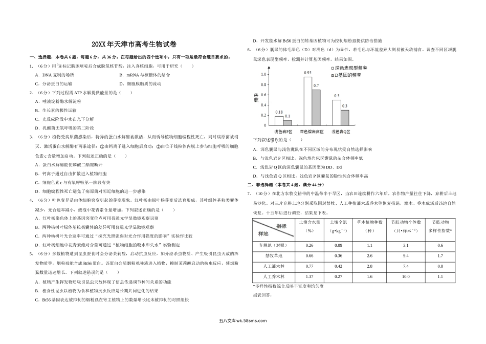 20XX年天津市高考生物试卷   (12).doc_第1页