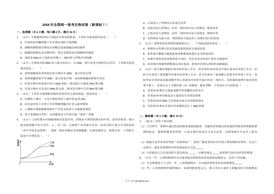 20XX年全国统一高考生物试卷（新课标ⅰ）（含解析版）(5).doc_第1页