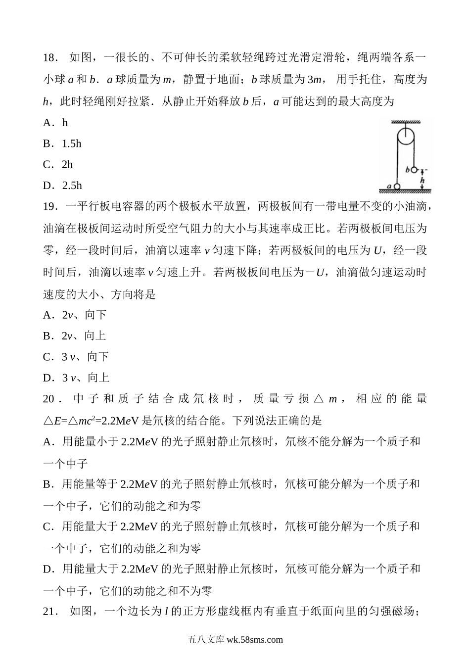 2008年高考贵州理综物理试题(含答案).doc_第2页