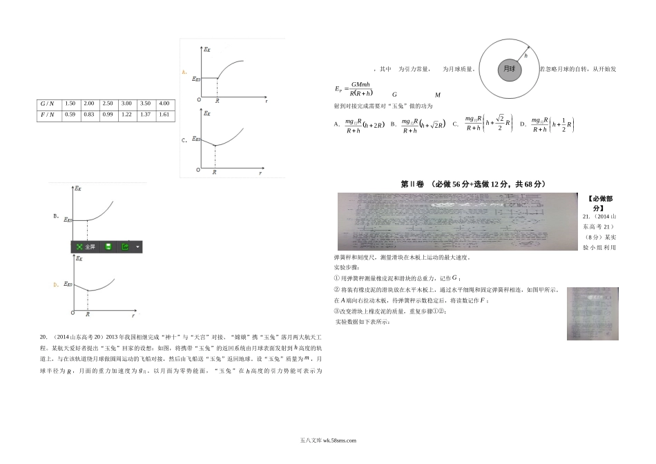 2014年高考真题 物理（山东卷)（原卷版）.doc_第2页