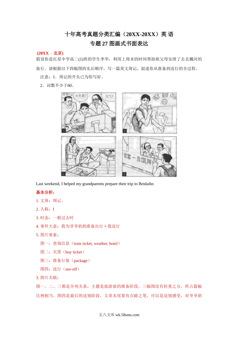 英语 专题27 图画式书面表达  Word版含解析.doc_第1页