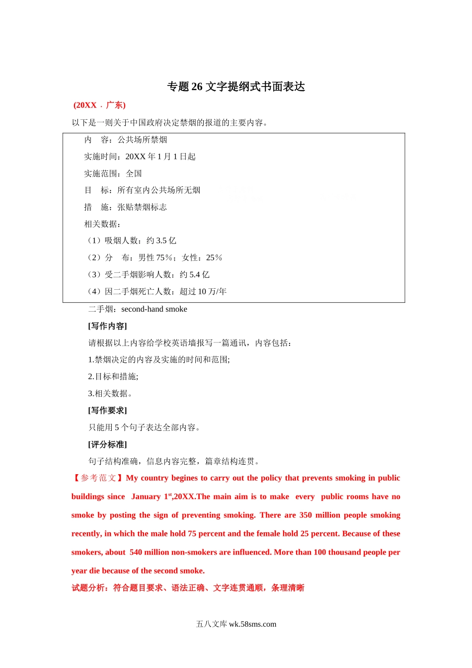 专题26 文字提纲式书面表达  20XX-20XX年近10年高考英语真题分项版汇编（教师版）  【公益公众号：笙笙不息wild】.doc_第1页