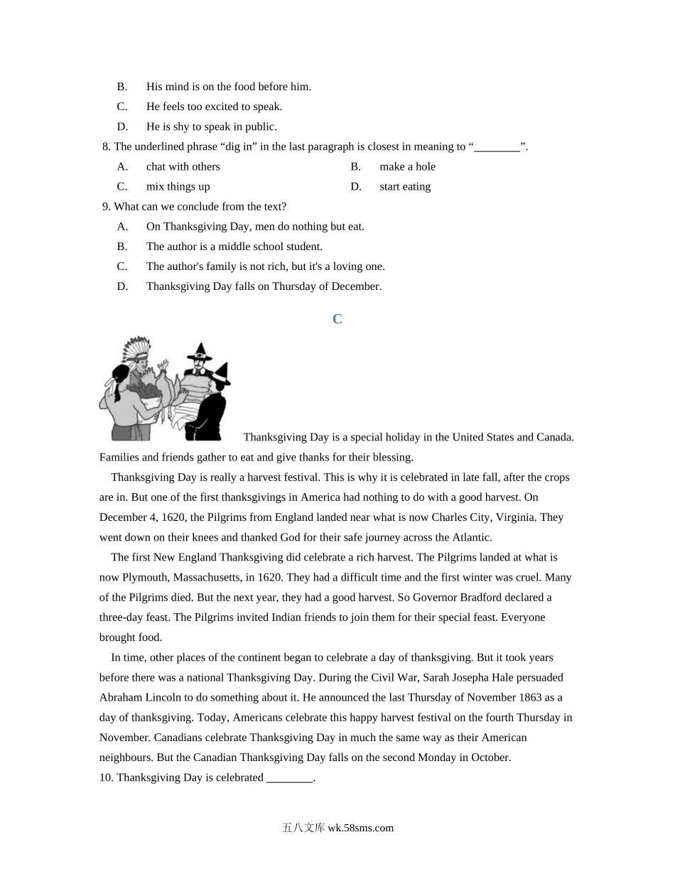 感恩节4篇阅读理解专练.docx_第2页