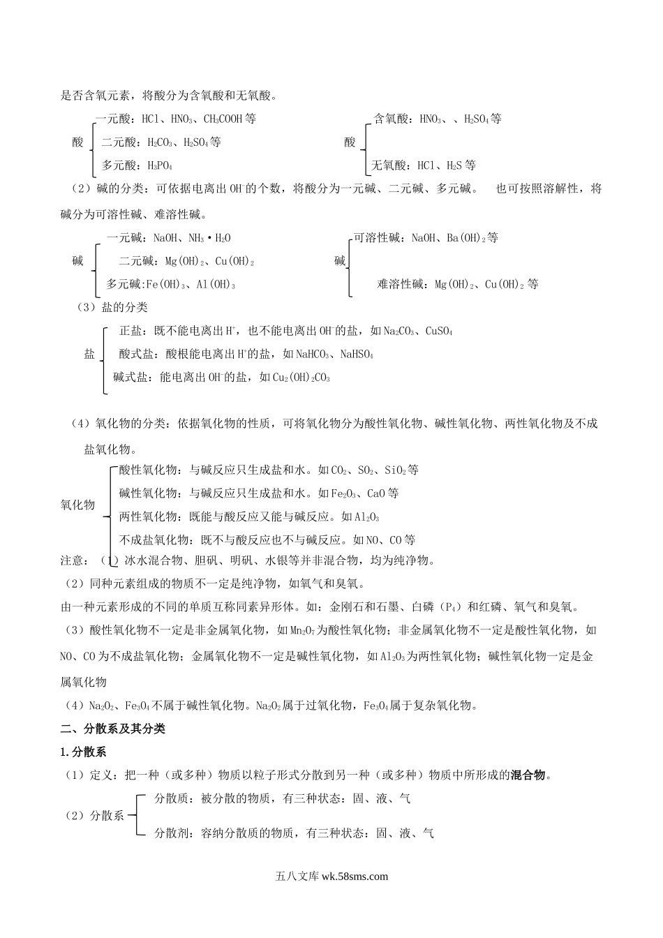 化学（人教版）_新高一化学暑假讲义_新高一化学（第1套）_学生版文件夹（目录不含答案或解析）目录与教师版一致_讲义03 物质的分类及转化（学生版）- 新高一化学暑假精品讲义  .doc_第2页
