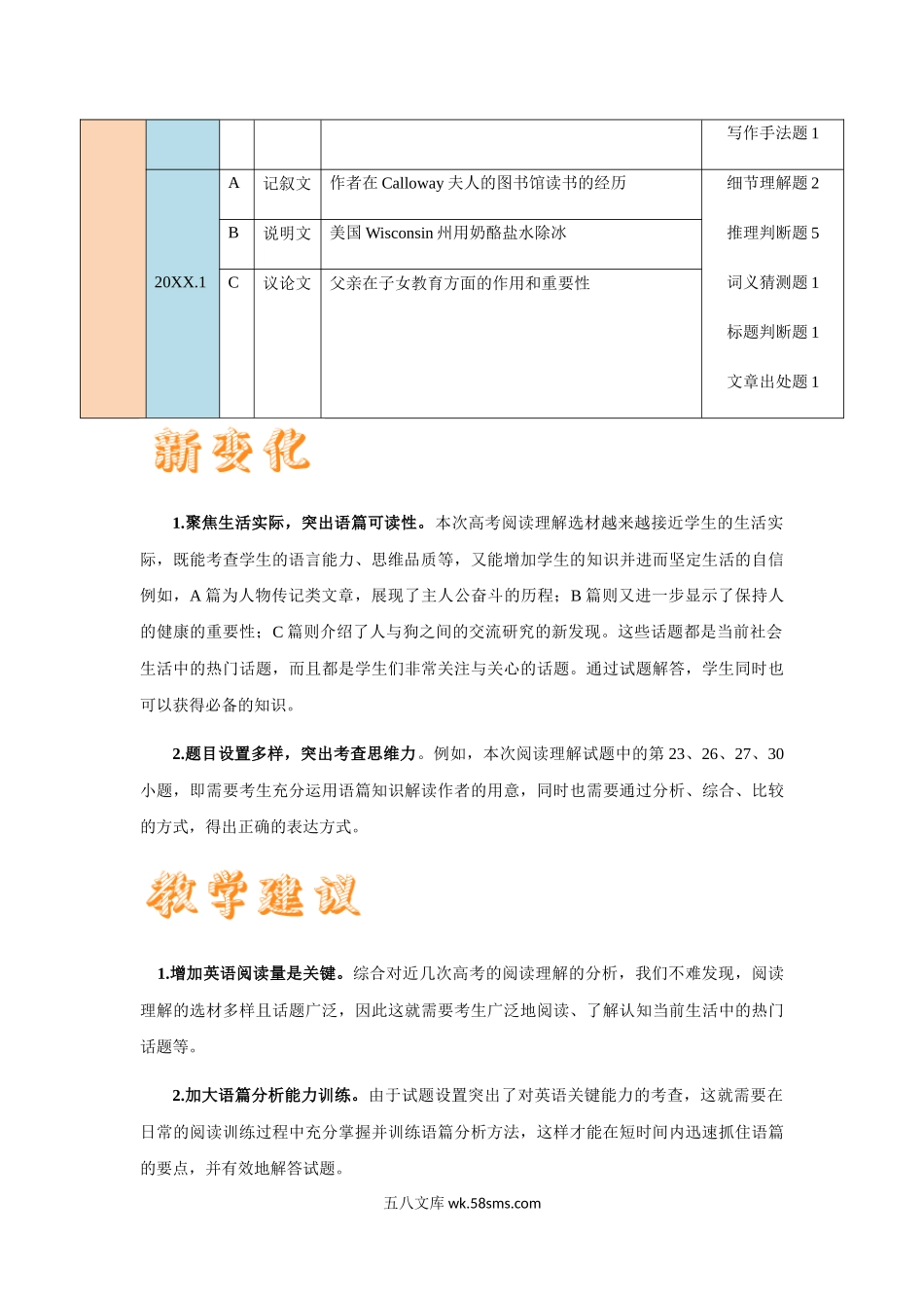 01 20XX.6四套英语真题（全国甲,乙卷；浙江卷；新高考1卷)试卷+音频_20XX年6月浙江卷（试卷点评）.docx_第3页