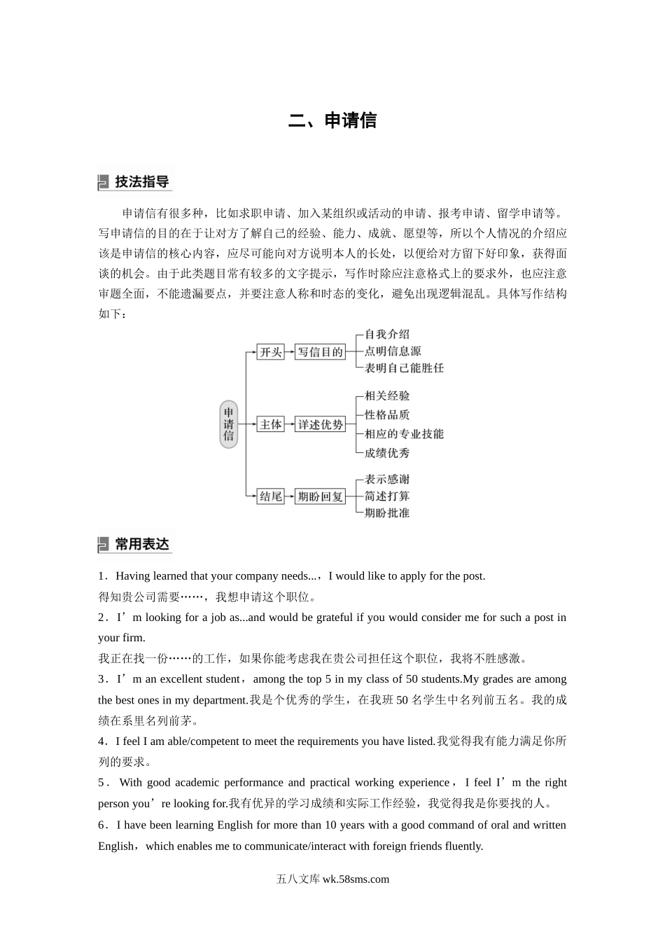 20XX年高考英语一轮复习（新人教版） 第3部分 写作速成 第1章 应用文写作　二、申请信.docx_第1页