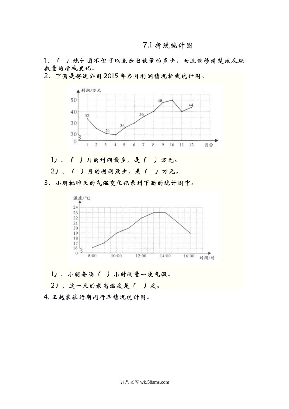 小学五年级数学上册_3-10-3-2、练习题、作业、试题、试卷_青岛版_课时练_第七单元  折线统计图_7.1 折线统计图.doc_第1页