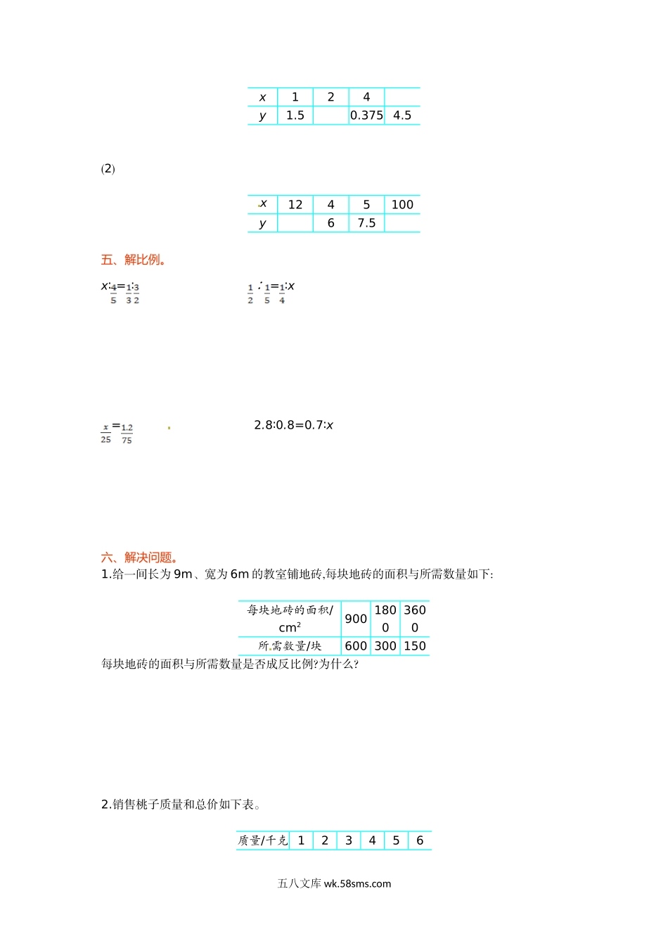 小学六年级数学下册_3-11-4-2、练习题、作业、试题、试卷_苏教版_单元测试卷_六年级下册数学单元测试-第六单元-苏教版.doc_第2页