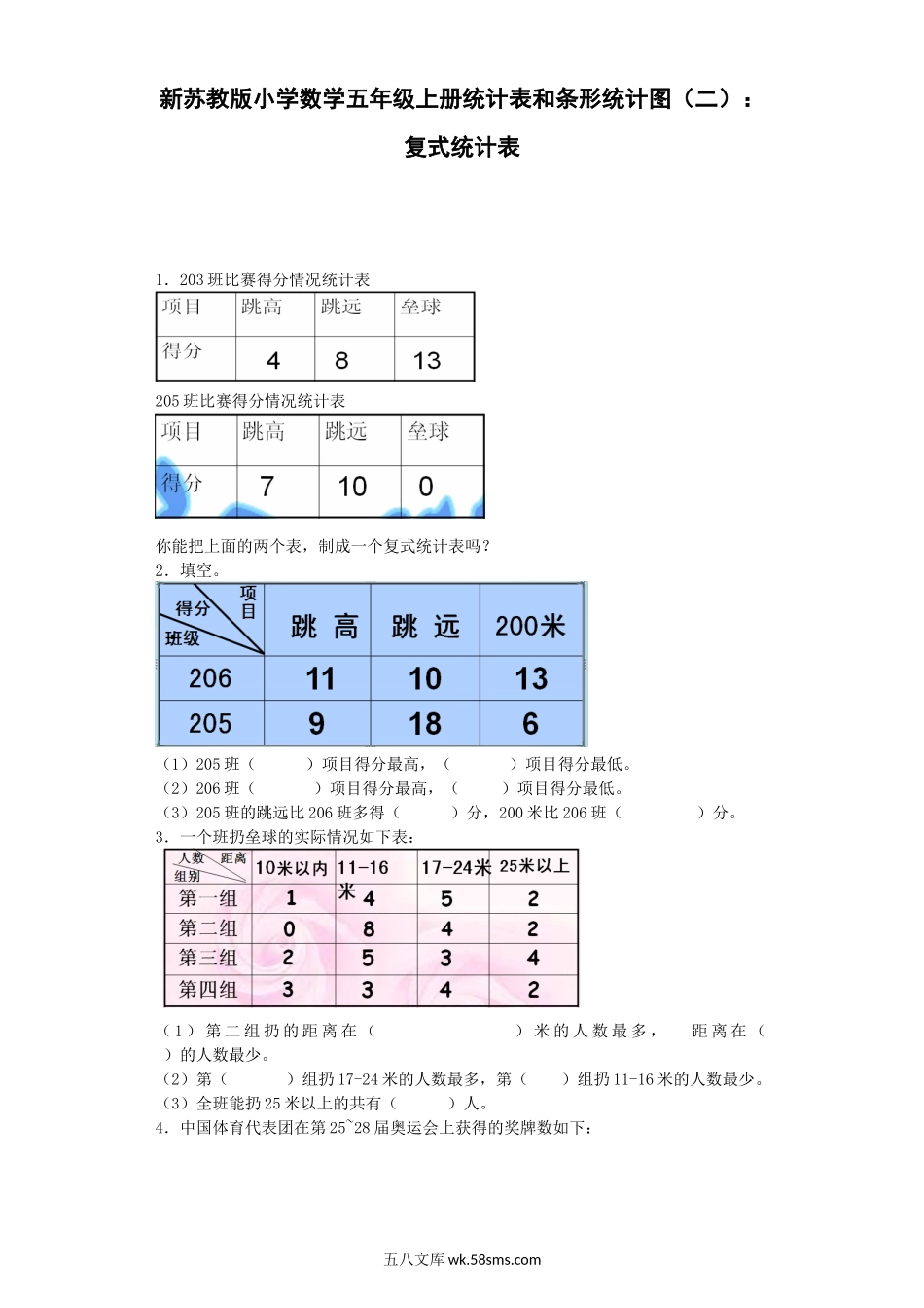 小学五年级数学上册_3-10-3-2、练习题、作业、试题、试卷_苏教版_课时练_五年级上数学一课一练-统计表和条形统计图（二）-苏教版1.docx_第1页