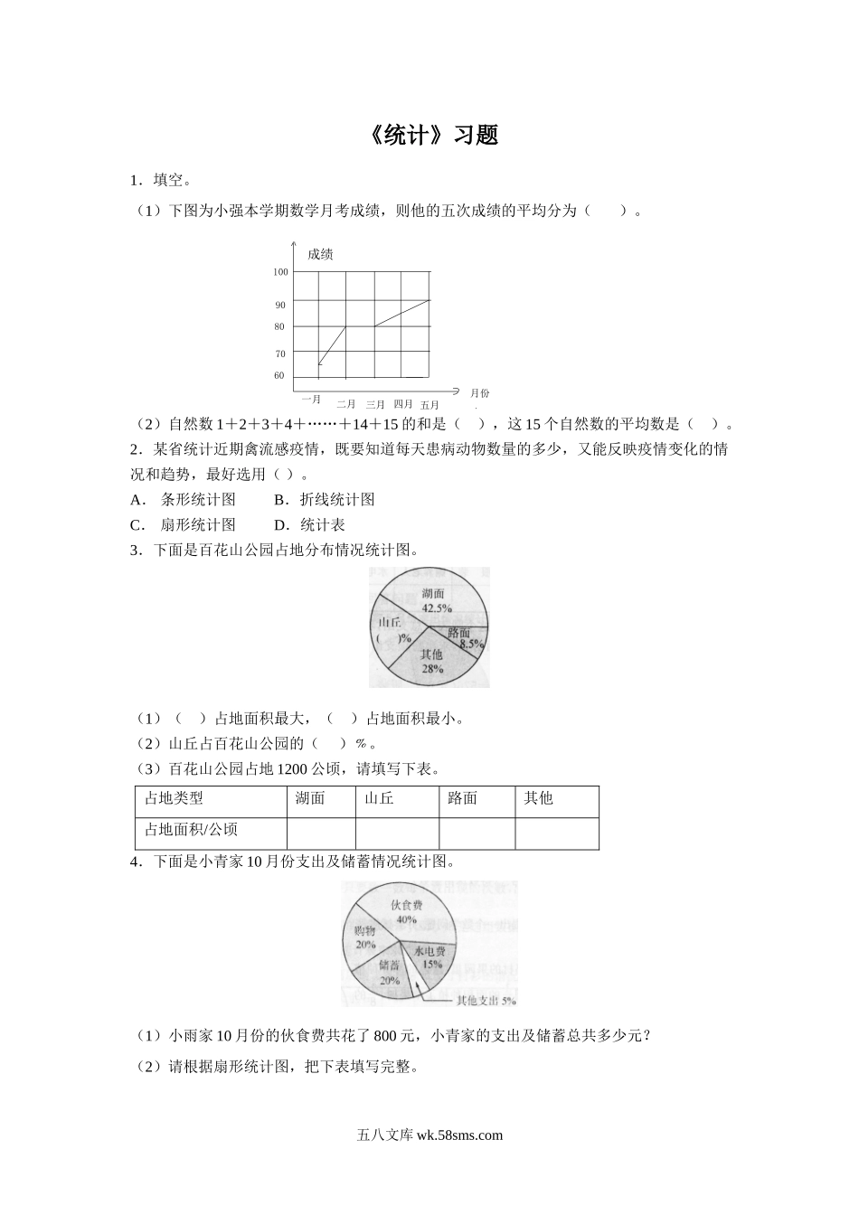 小学六年级数学下册_3-11-4-3、课件、讲义、教案_（新）数学苏教版6年级下_7_习题_《统计》习题.doc_第1页