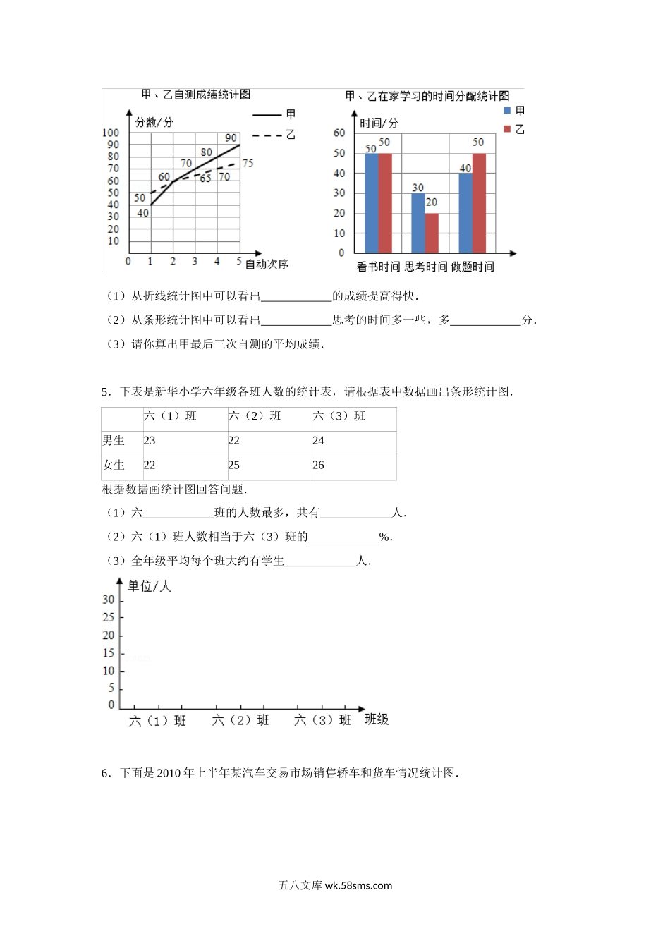 小学五年级数学上册_3-10-3-3、课件、讲义、教案_数学苏教版5年级上_6_习题_《统计表和条形统计图（二）》同步练习3.doc_第3页