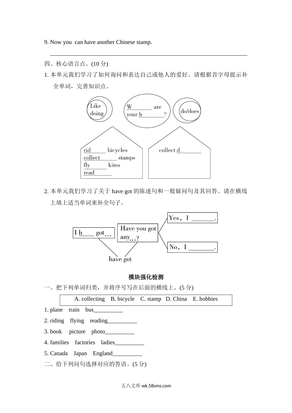 小学六年级英语上册_3-11-5-2、练习题、作业、试题、试卷_外研版三起点_单元测试卷_Module3 模块知识梳理卷.doc_第2页