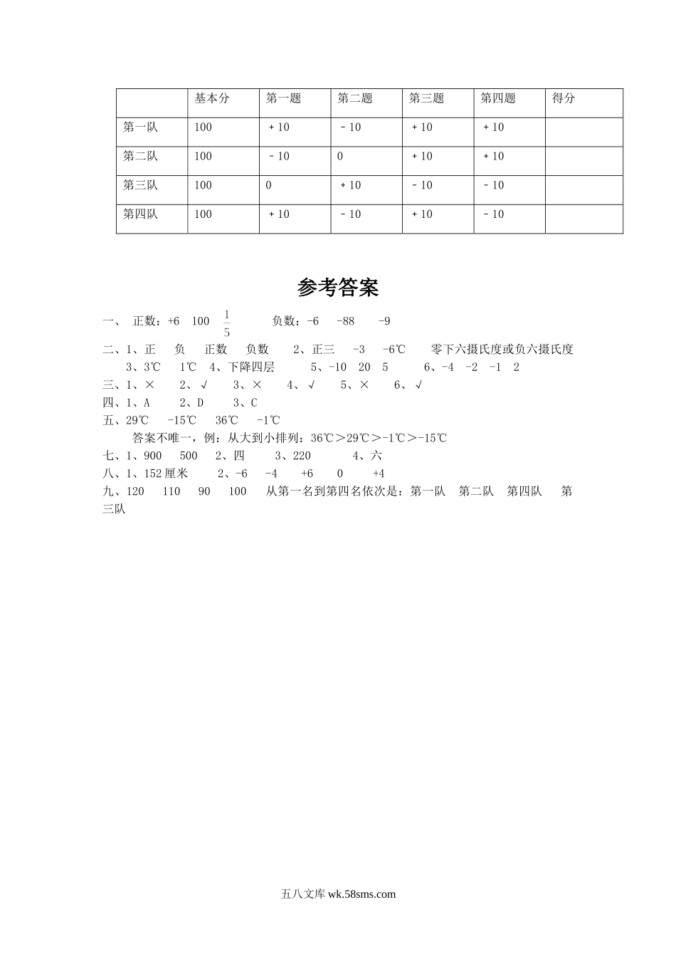 小升初专题资料_3-5-2、小升初数学_3-5-2-2、练习题、作业、试题、试卷_数学小升初专项训练 76套_通用版数学六年级下册总复习专题：生活中的负数 含答案.doc_第3页