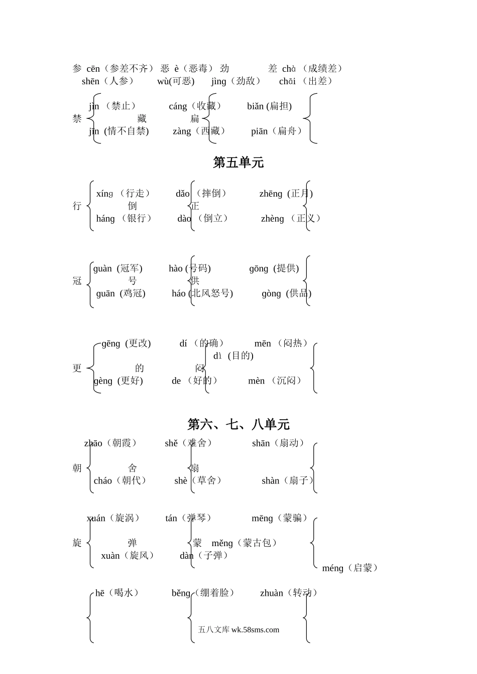 小学六年级语文上册_3-11-1-2、练习题、作业、试题、试卷_部编（人教）版_专项练习_六年级语文上册多音字组词.doc_第2页