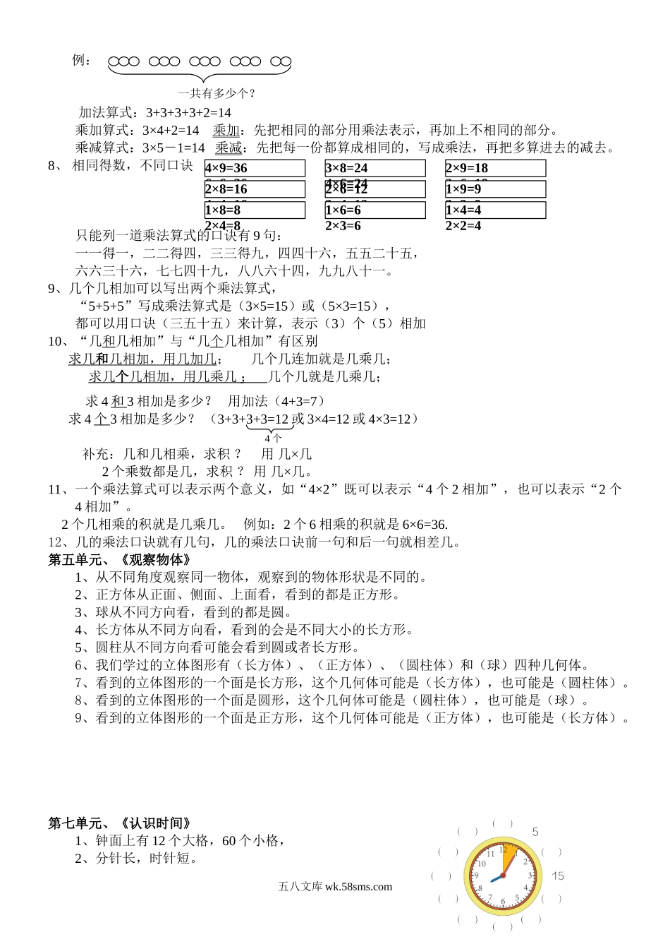 小学二年级数学上册_3-7-3-1、复习、知识点、归纳汇总_人教版_人教版二年级上册数学知识点整理.doc_第3页