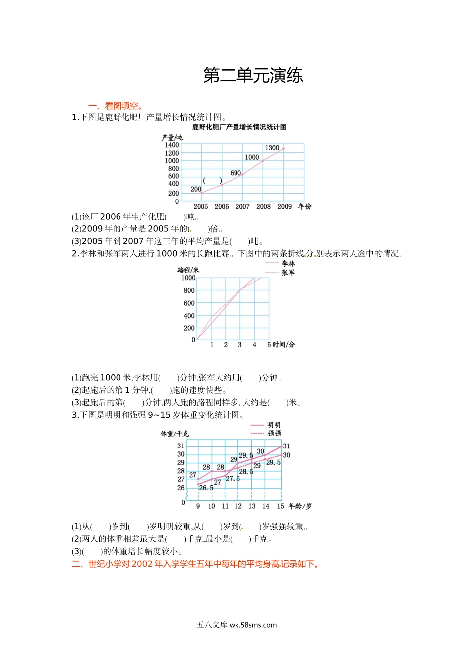 小学五年级数学下册_3-10-4-2、练习题、作业、试题、试卷_苏教版_单元测试卷_五年级下册数学单元测试-第二单元-苏教版.doc_第1页