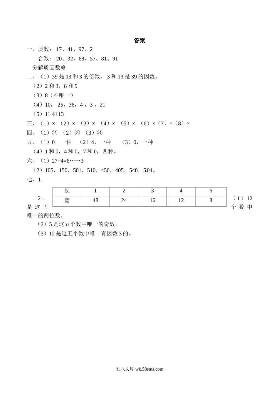 小学五年级数学下册_3-10-4-2、练习题、作业、试题、试卷_苏教版_课时练_五年级下册数学同步练习-因数与倍数-苏教版（喜子的商铺）.doc_第3页