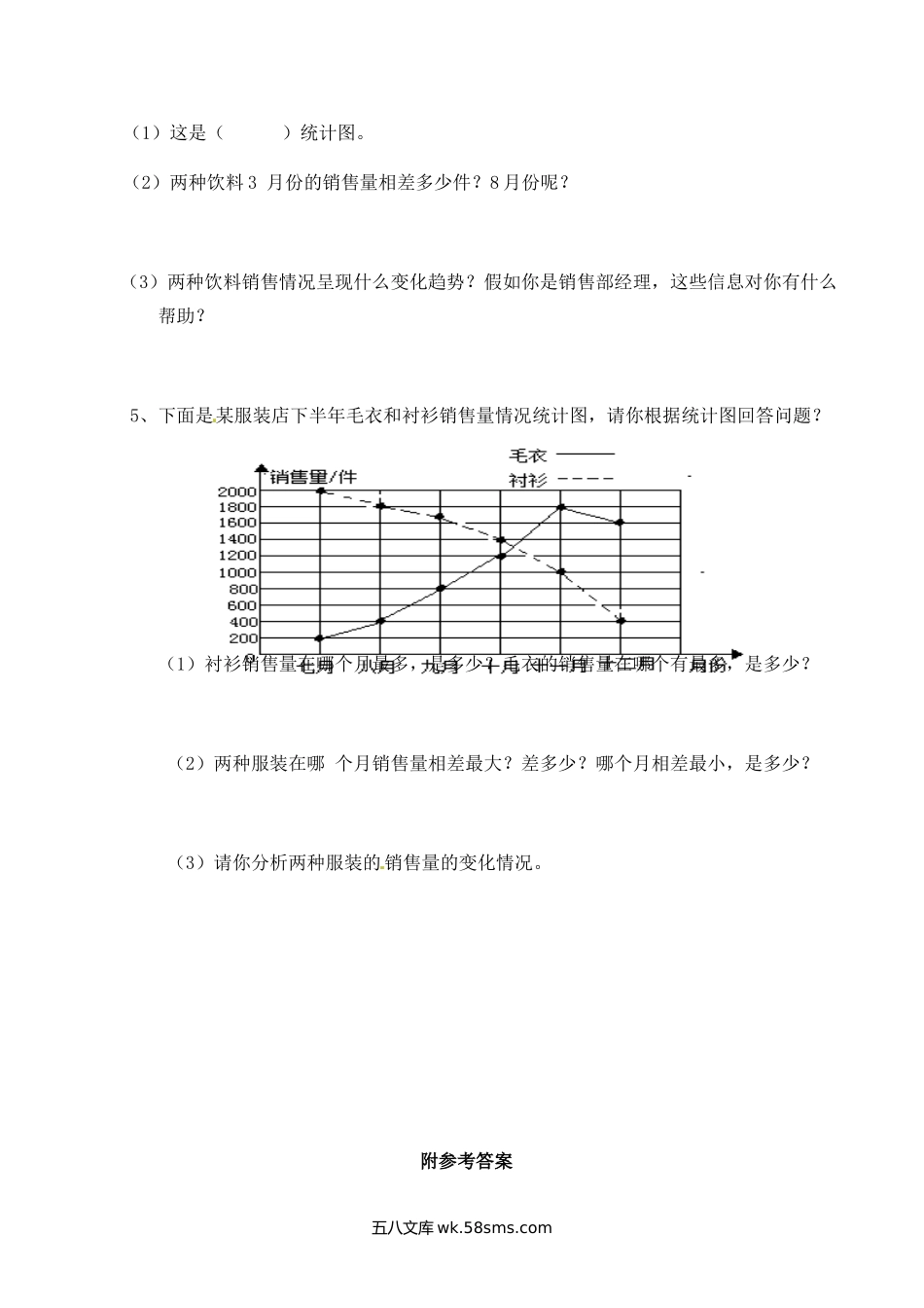 小学五年级数学下册_3-10-4-2、练习题、作业、试题、试卷_苏教版_课时练_五年级下册数学一课一练-折线统计图3-西师大版（喜子的商铺）.docx_第3页