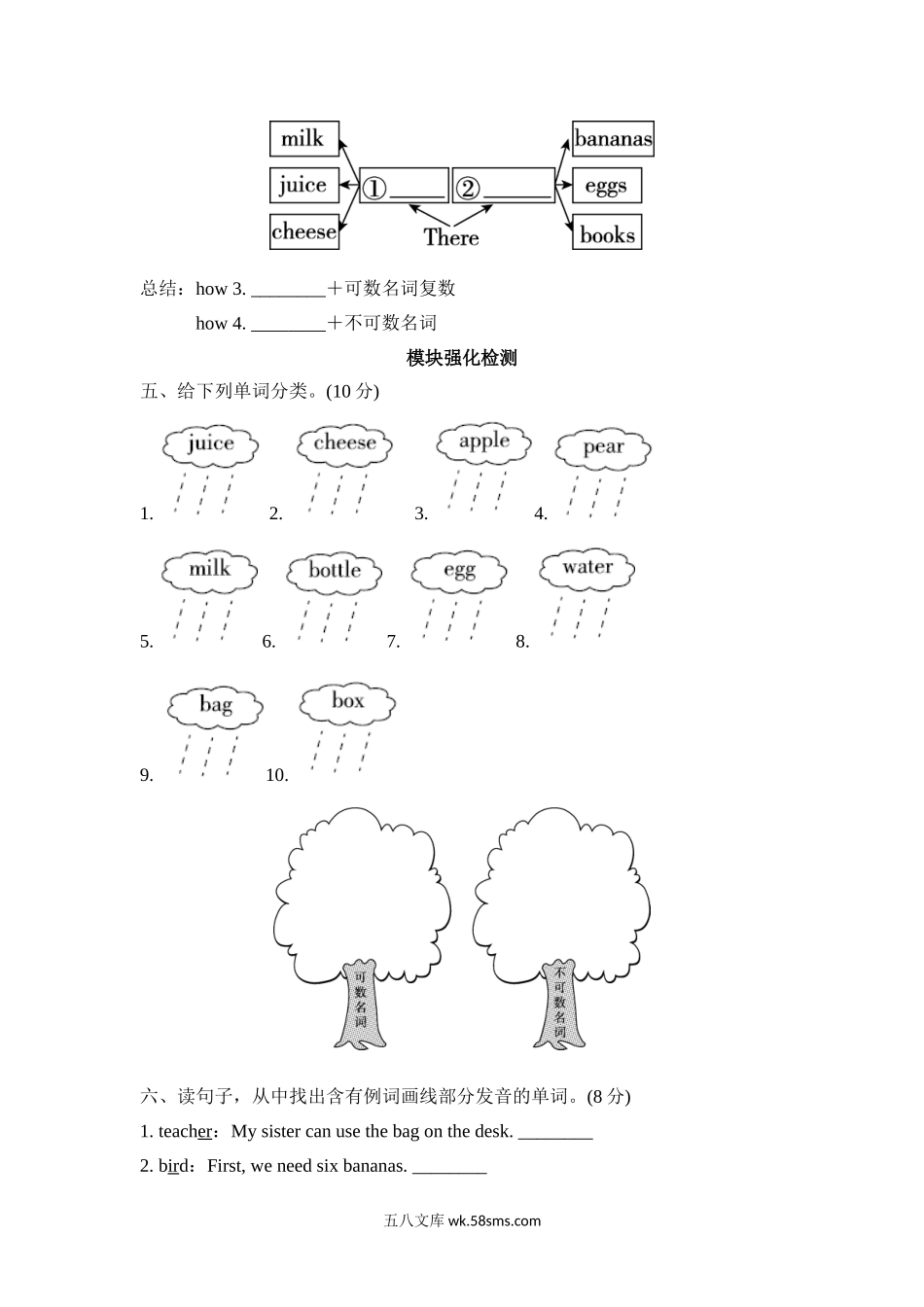 小学五年级英语上册_3-10-5-2、练习题、作业、试题、试卷_外研版三起点_单元测试卷_Module2 模块知识梳理卷.doc_第2页