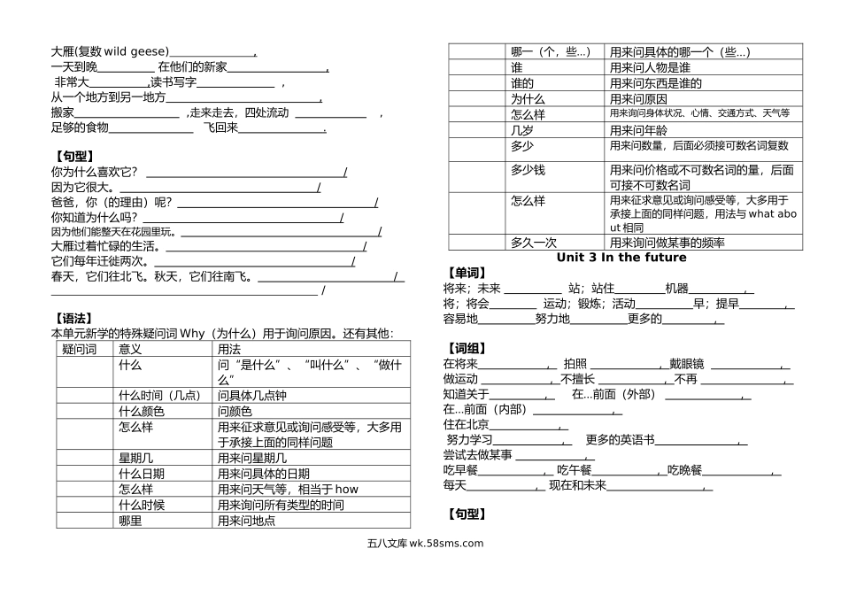 小学五年级英语下册_3-10-6-2、练习题、作业、试题、试卷_牛津英语深圳版五年级下册各单元复习单词词组句型练习.docx_第2页