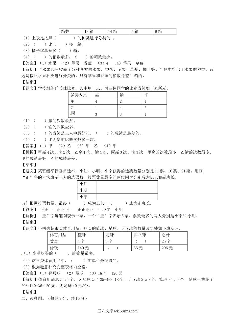 小学二年级数学下册_3-7-4-2、练习题、作业、试题、试卷_苏教版_单元测试卷_二年级下册数学单元测试卷-第八单元-苏教版（带解析）.doc_第2页