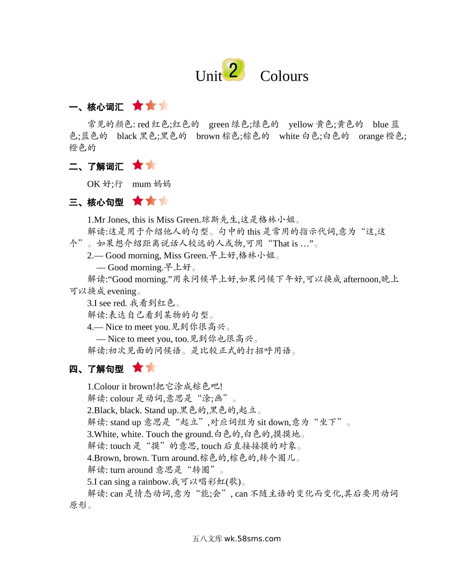 小学三年级英语上册_3-8-5-1、复习、知识点、归纳汇总_人教PEP版_小学三年级上册人教PEP英语：Unit 2 知识清单.docx_第1页