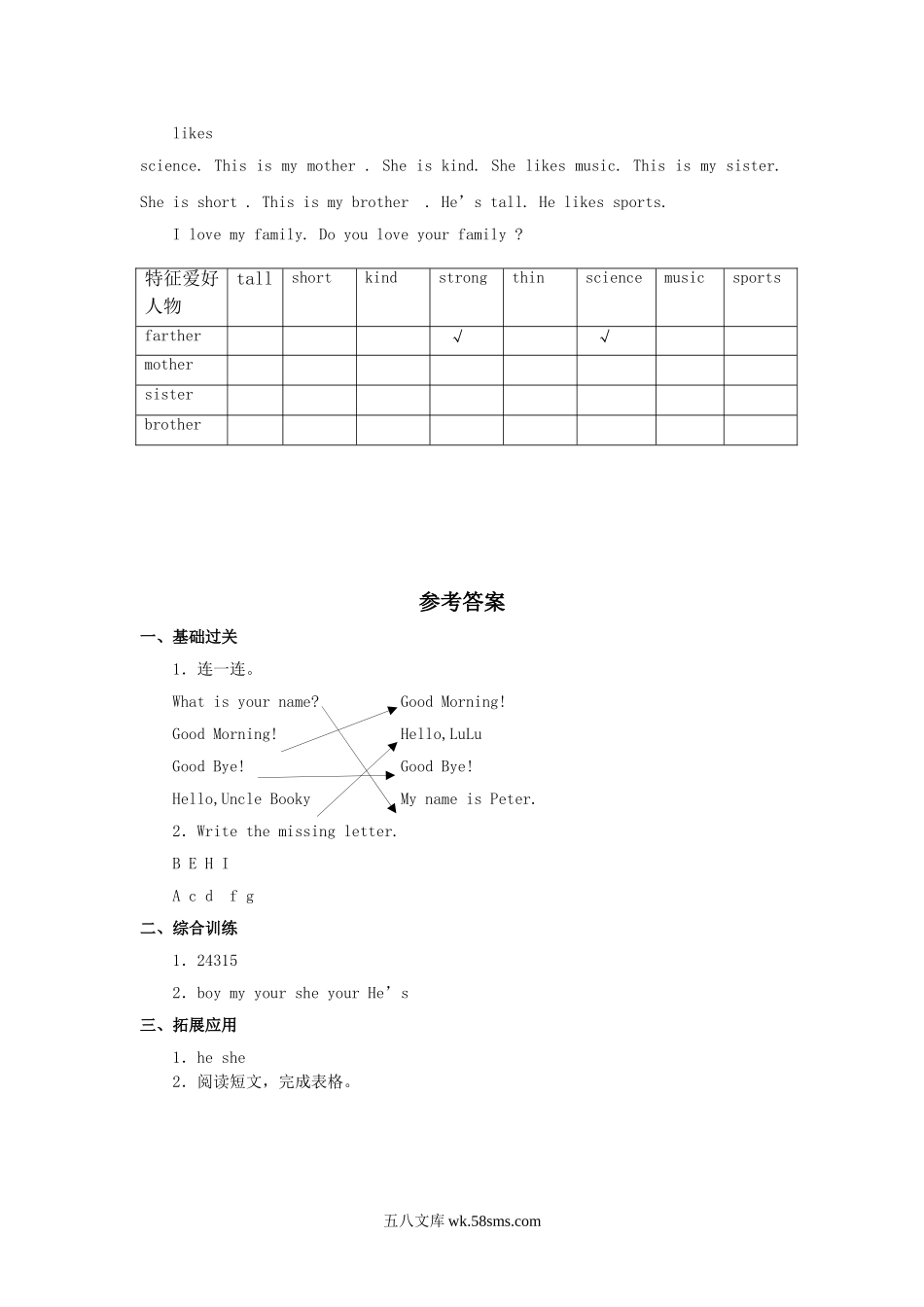 小学二年级英语上册_3-7-5-2、练习题、作业、试题、试卷_人教版一起点_课时练_【人教新起点】二年级英语上册 Unit1_MyFamily习题第1课时.doc_第2页