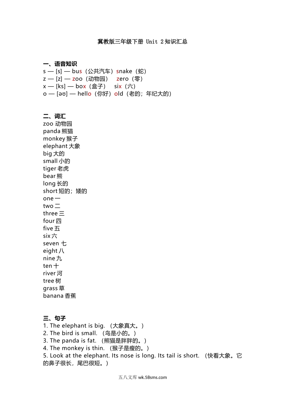 小学三年级英语下册_3-8-6-1、复习、知识点、归纳汇总_冀教版_冀教版三年级下册 Unit 2知识汇总.docx_第1页