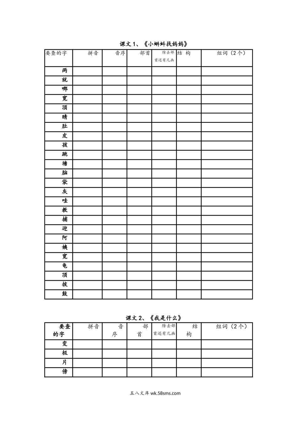 小学二年级语文上册_3-7-1-1、复习、知识点、归纳汇总_部编版_部编版二年级上[全册]生字查字典.doc_第1页