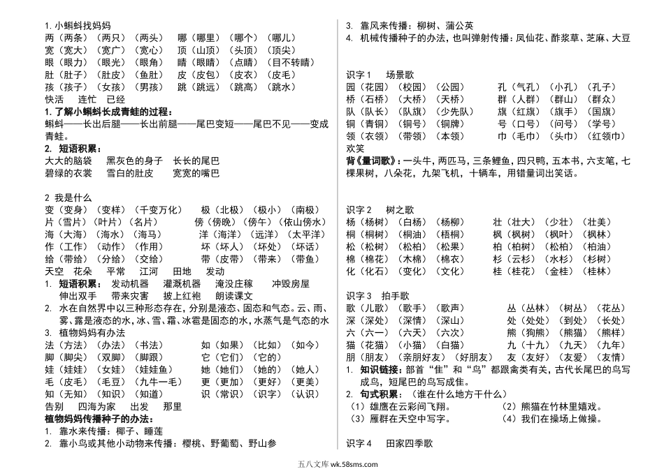 小学二年级语文上册_3-7-1-1、复习、知识点、归纳汇总_部编版_部编版二年级上册语文词语及知识点.doc_第1页