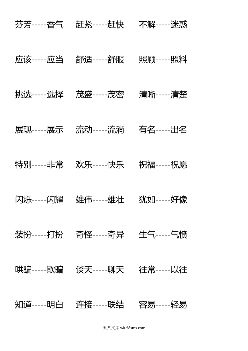 小学二年级语文上册_3-7-1-1、复习、知识点、归纳汇总_通用_二年级上册语文复习近义词和反义词表.doc_第2页