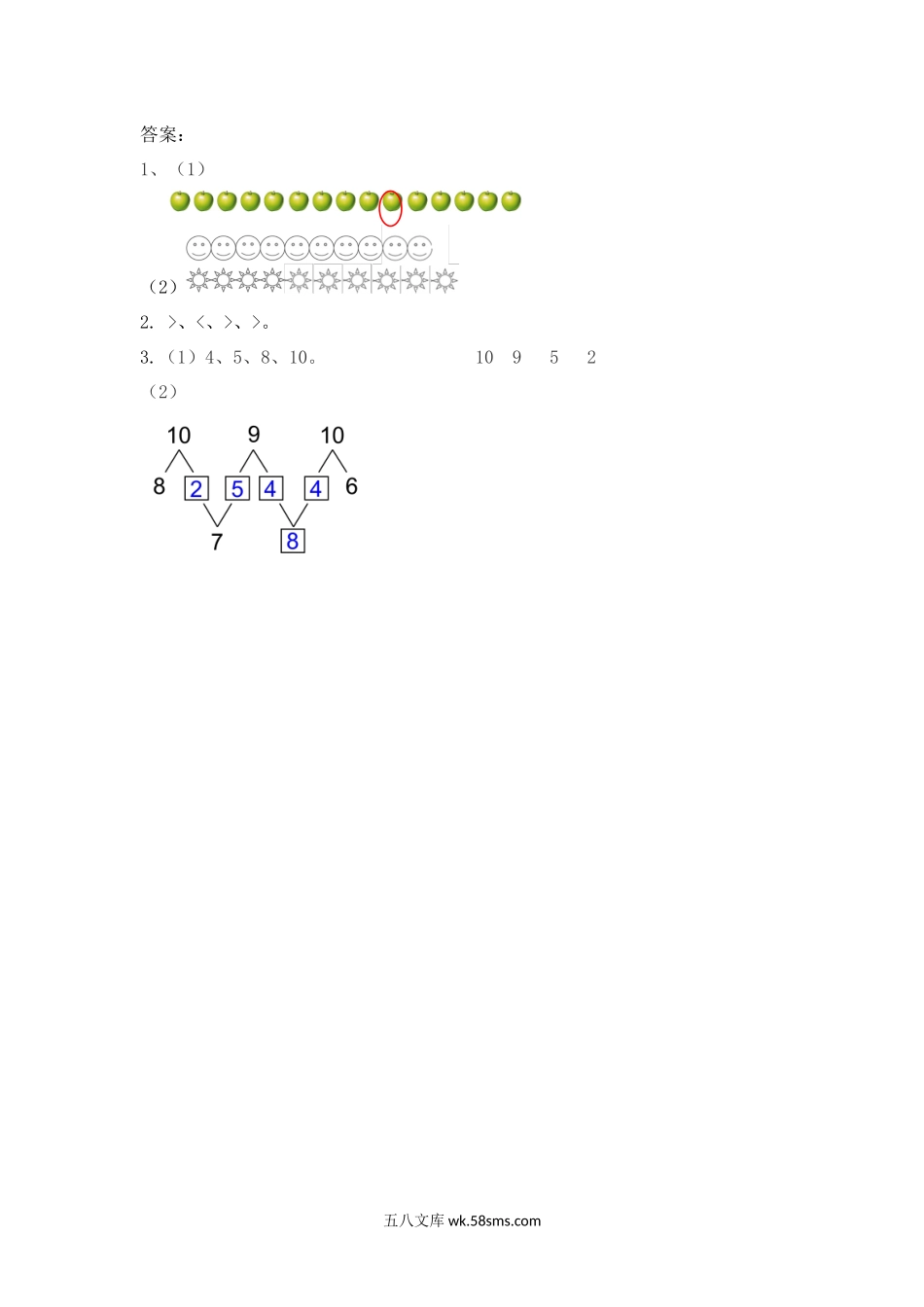 小学一年级数学上册_3-6-3-2、练习题、作业、试题、试卷_人教版_课时练_人教版-一年级上册数学-课时每课练习题+答案-第五单元5.16 认识10.docx_第2页